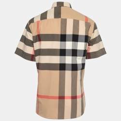 Burberry Beige Checked Cotton Button Front Short Sleeve Shirt XXL