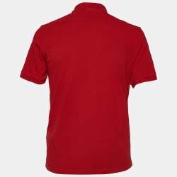 Burberry Red Cotton Pique Short Sleeve Polo T-Shirt XL 