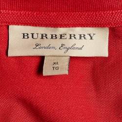 Burberry Red Cotton Pique Short Sleeve Polo T-Shirt XL 