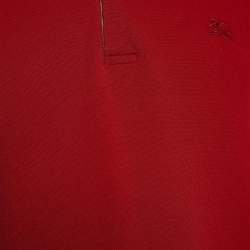 Burberry Red Cotton Pique Short Sleeve Polo T-Shirt XL 