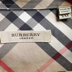 Burberry London Beige Nova Check Cotton Button Front Shirt XXL
