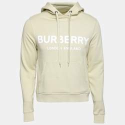 Burberry London Cream Logo Print Cotton Hoodie XS