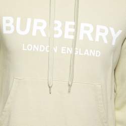 Burberry London Cream Logo Print Cotton Hoodie XS