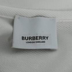 Burberry White Cotton Pique Short Sleeve Polo T-Shirt M