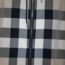Burberry Black Reversible Check Print Synthetic Hooded Jacket L