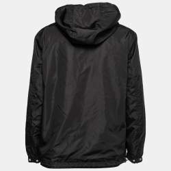 Burberry Black Reversible Check Print Synthetic Hooded Jacket L