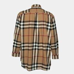 Pre Owned Burberry Brown House Check Flannel Cotton Button Front Shirt XL