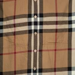 Pre Owned Burberry Brown House Check Flannel Cotton Button Front Shirt XL