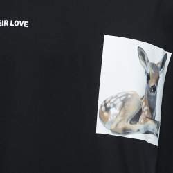 Burberry London Black Bambi Print Cotton Crew Neck T-Shirt XXL