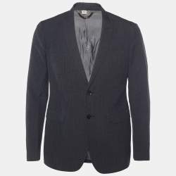 Burberry Grey Textured Wool Mansford Blazer L