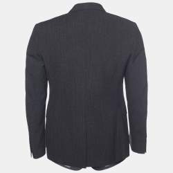 Burberry Grey Textured Wool Mansford Blazer L