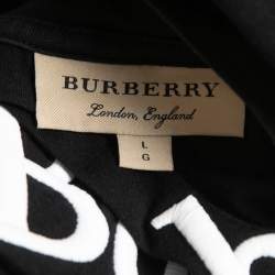 Burberry London Black Logo Embroidered Cotton Half Sleeve T-Shirt L