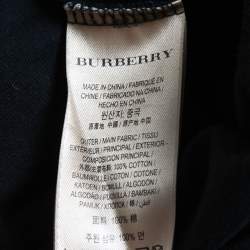 Burberry London Black Logo Embroidered Cotton Half Sleeve T-Shirt L