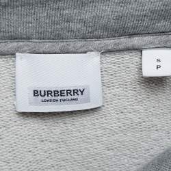 Burberry Grey Logo Printed Cotton Hoodie S