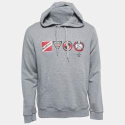 Burberry Grey Logo Printed Cotton Hoodie S
