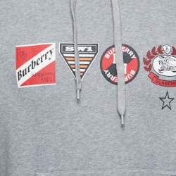 Burberry Grey Logo Printed Cotton Hoodie S