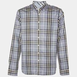 Burberry Grey Nova Check Cotton Button Front Shirt XL