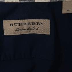 Burberry London Navy Blue Cotton Button Front Full Sleeve Shirt M