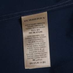 Burberry London Navy Blue Cotton Button Front Full Sleeve Shirt M