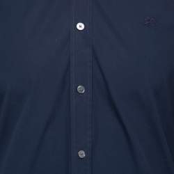 Burberry London Navy Blue Cotton Button Front Full Sleeve Shirt M