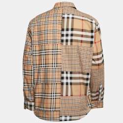 Pre Owned Burberry London Beige Checked Cotton Button Front Full Sleeve Shirt XL