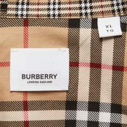 Pre Owned Burberry London Beige Checked Cotton Button Front Full Sleeve Shirt XL