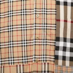 Pre Owned Burberry London Beige Checked Cotton Button Front Full Sleeve Shirt XL