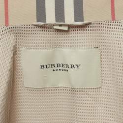 Burberry London Beige Logo Embroidered Synthetic Zip Front Jacket S