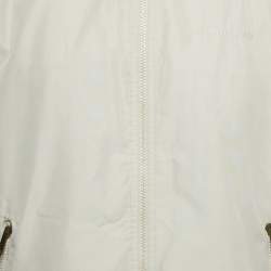 Burberry London Beige Logo Embroidered Synthetic Zip Front Jacket S