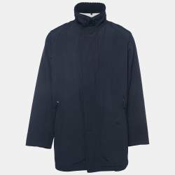 Burberry London Navy Blue Nylon Zip-Up Jacket XL