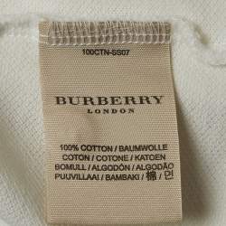 Burberry White Logo Embroidered Cotton Pique Slim Fit Polo T-Shirt S