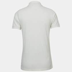 Burberry White Logo Embroidered Cotton Pique Slim Fit Polo T-Shirt S