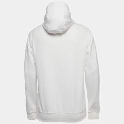 Burberry White Cotton Knit Logo Applique Detail Hoodie XS