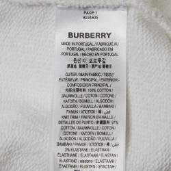 Burberry White Cotton Knit Logo Applique Detail Hoodie XS