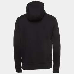 Burberry Black Logo Print Cotton Knit Hoodie XS