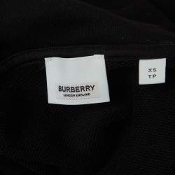 Burberry Black Logo Print Cotton Knit Hoodie XS