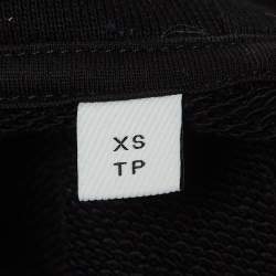 Burberry Black Logo Print Cotton Knit Hoodie XS