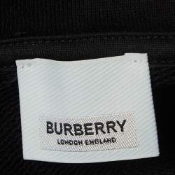 Burberry Black Logo Print Cotton Knit Hoodie XS