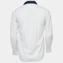 Burberry London White Contrast Collar and Placket Cotton Shirt M
