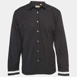 Burberry London Black Contrast Cuff Cotton Long Sleeve Shirt XXL