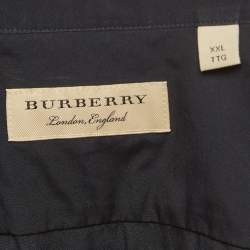 Burberry London Black Contrast Cuff Cotton Long Sleeve Shirt XXL