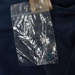 Burberry London Blue Logo Embroidered Cotton Knit Long Sleeve Polo T-Shirt XXL