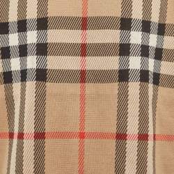 Pre Owned Burberry London Beige Checked Cotton Crew Neck T-Shirt L