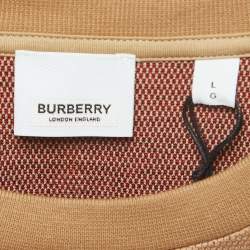 Pre Owned Burberry London Beige Checked Cotton Crew Neck T-Shirt L