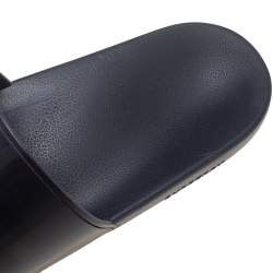 Pre Owned Burberry Black Rubber Furley Slide Flat Sandals Size 43