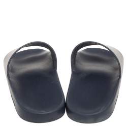 Pre Owned Burberry Black Rubber Furley Slide Flat Sandals Size 43