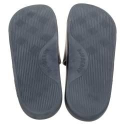 Pre Owned Burberry Black Rubber Furley Slide Flat Sandals Size 43