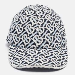 Burberry White/Blue TB Monogram Cotton Baseball Cap L