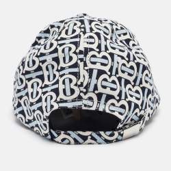 Burberry White/Blue TB Monogram Cotton Baseball Cap L