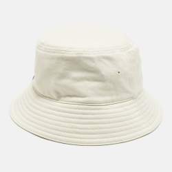 Pre Owned Burberry Ivory EKD Sketch Cotton Bucket Hat L/59